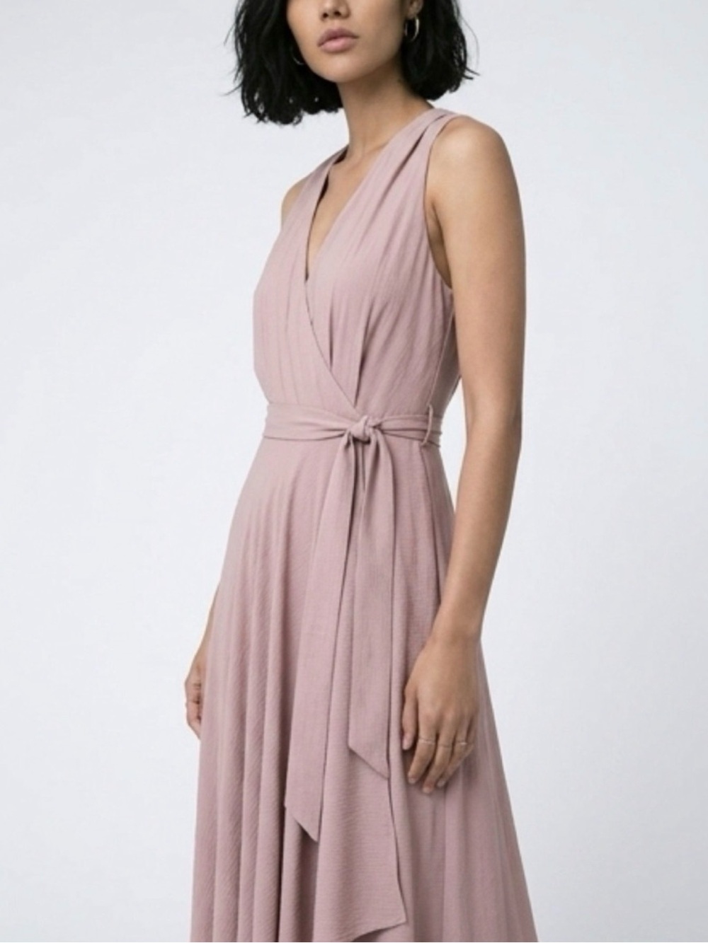 Calvin Klein Sleeveless Wrap Midi Jumpsuit in Dusty Mauve